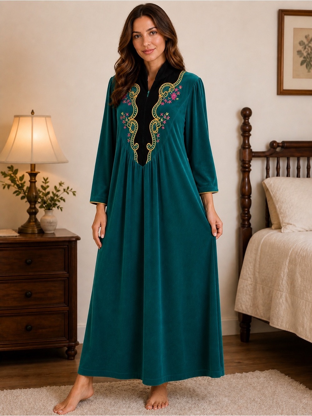 Vintage Vanity Fair Long Night Gown Rope Sz M‎ Made in USA